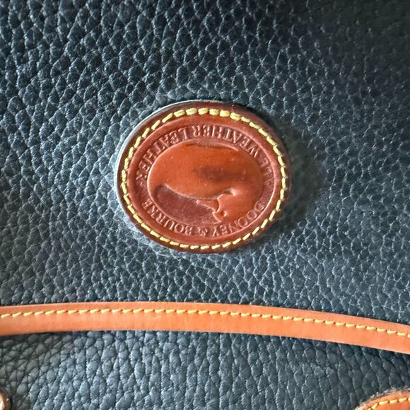 Vintage Dooney & Bourke Pebbled Leather Shoulder Bag Purse Black Tan - Picture 4 of 14